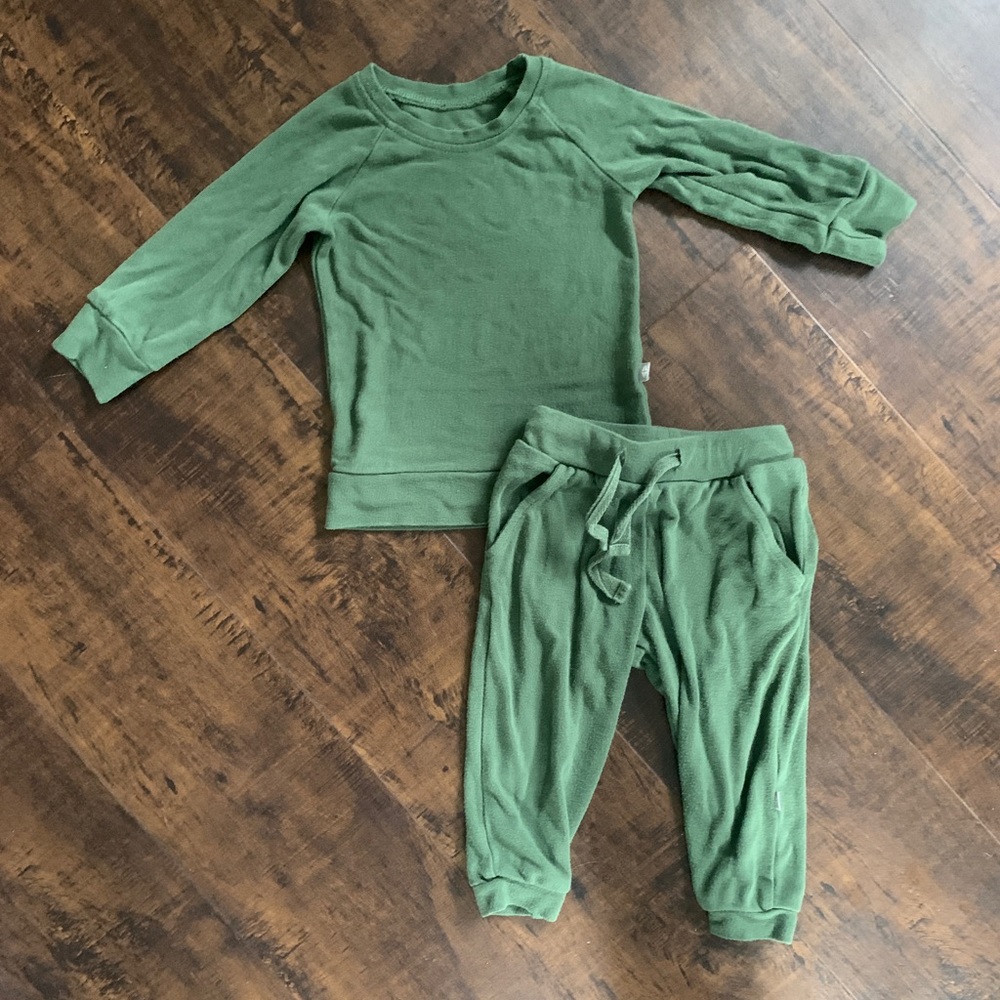 Kyte Bamboo Jersey Jogger Set in Forest, 12-18
